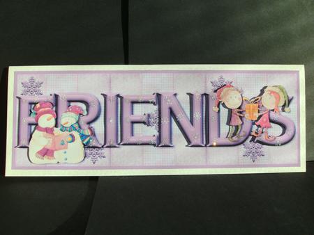 Warm Fuzzies Friends Large Dl Card Front with Decouapge by Christine Sutton