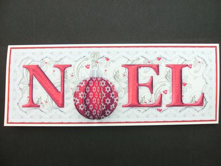 Noel Large Dl Card Front with 3D Bauble by Christine Sutton