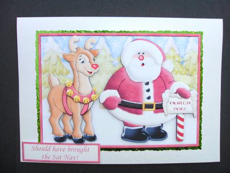 Santa Rudolph Should Have Brought the Sat Nav Decoupage by Christine Sutton