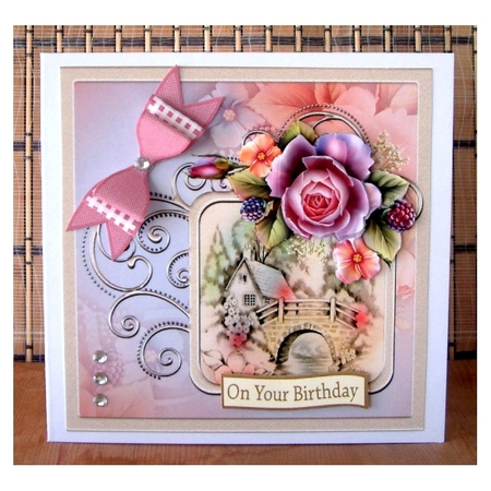 House on the Bridge 7x7 Card with Decoupage by Christine Todd