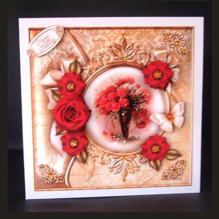 Vintage Roses & Carnations with Butterfly Card Mini Kit by Christine Todd