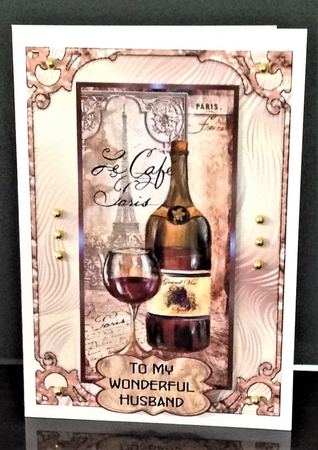 Vino de Paris - 7 x 5 inch quick card with decoupage. by Christine Todd