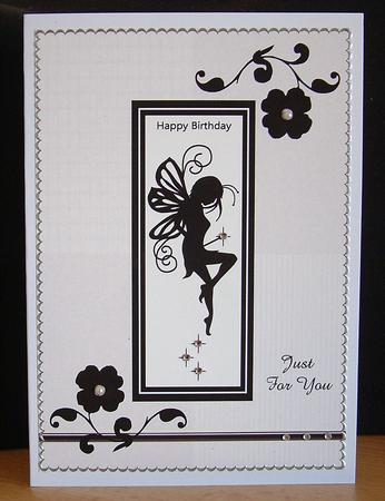 Black & White Silhouette Sparkly Fairy Large Dl by Christine Todd
