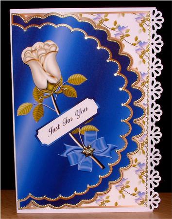 Simple Rose Envelope Card in Blue by Christine Todd