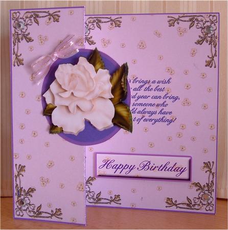White Rose Fold Back Card, Birthday,grandmother, Mother by Christine Todd