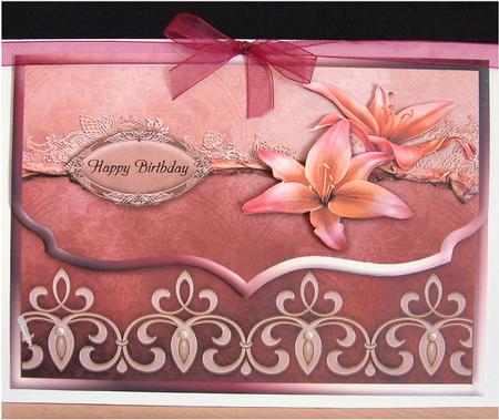 Pretty Lilies Blush Fancy Scalloped Edge Envelope Card by Christine Todd