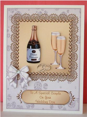 Champagne Bottle & Glasses - Wedding by Christine Todd