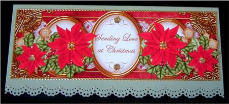 Red Poinsettia Sending Love Large Dl Decoupage Topper by Christine Todd