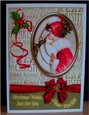 Vintage Christmas Girl in Medallion by Christine Todd