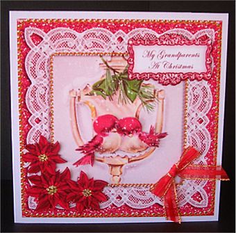 Lovebirds Red My Grandparents 8in Sentiment Topper by Christine Todd