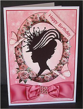 Pretty Silhouette Vintage Lady in Rose Frame by Christine Todd