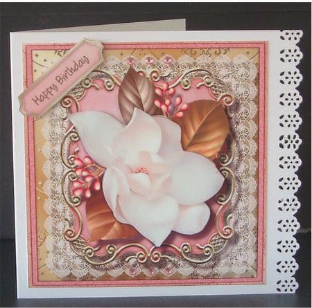 Beautiful 8x8 Magnolia and Gold Leaves by Christine Todd