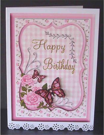 Pink Roses and Butterflies Birthday Topper by Christine Todd