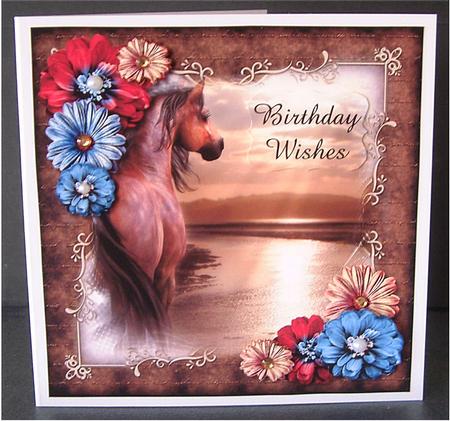 Beautiful Horse and Autumn Flowers by Christine Todd