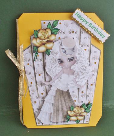 Vintage Little Lady with Gold Roses Art Deco Topper by Christine Young