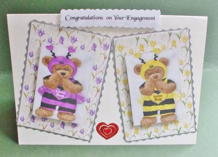 Cute Lovebug Teddies in Flower Frames Toppers by Christine Young