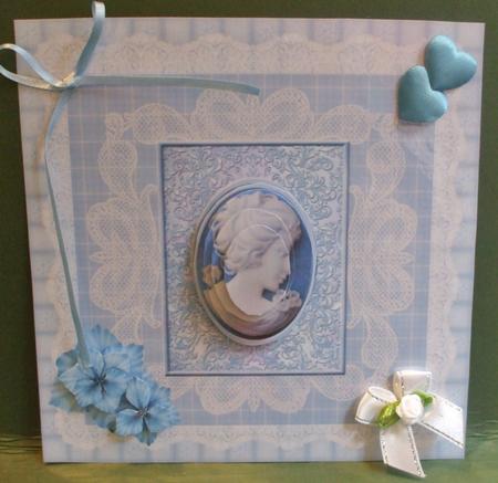 8in Card Topper Blue Cameo by Christine Young