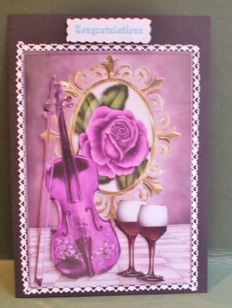 Purple Rose with Violin and Wine A4 by Christine Young
