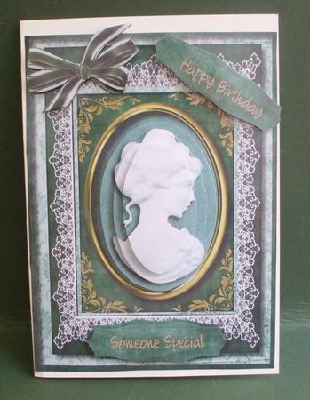 Lovely Cameo Lady in Green by Christine Young