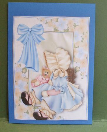 Little Bonnet Girl in Floral Frame with Bow A4 by Christine Young