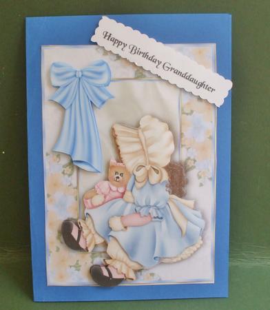 Little Bonnet Girl in Floral Frame with Bow A4 by Christine Young