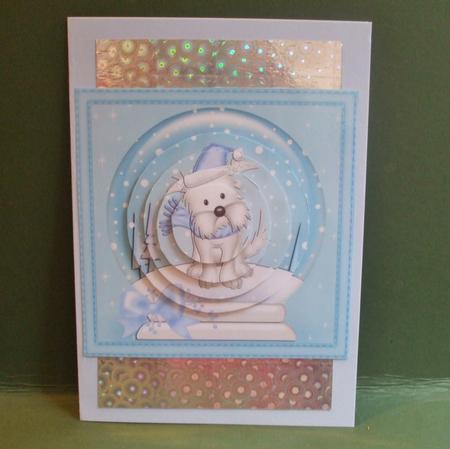 Xmas Westie Dog Snowglobe Circle Pyramage Topper by Christine Young