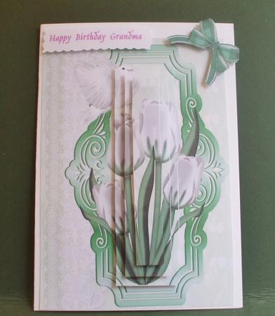 White Tulips and Doves on Lace Pyramids by Christine Young