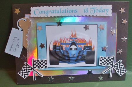 Blue Race Car Oval Pyramid by Christine Young