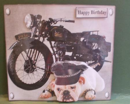 Biker Bulldog on Guard Topper & Decoupage by Christine Young