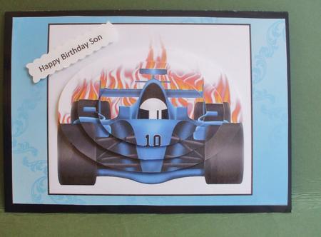 Blue Race Car Oval Pyramid by Christine Young
