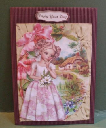 Pretty Flower Girl with Country Cottage A4 by Christine Young