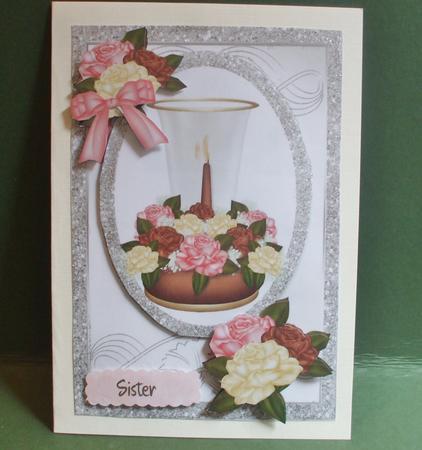 Pretty Roses and Candle Sparkle Card & Topper by Christine Young