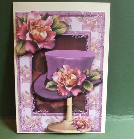 Purple Sunset Roses Hat & Stand by Christine Young
