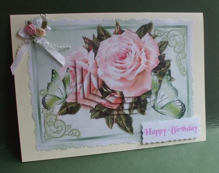 Pretty Pink Roses with Butterflies Bracket Pyramids by Christine Young