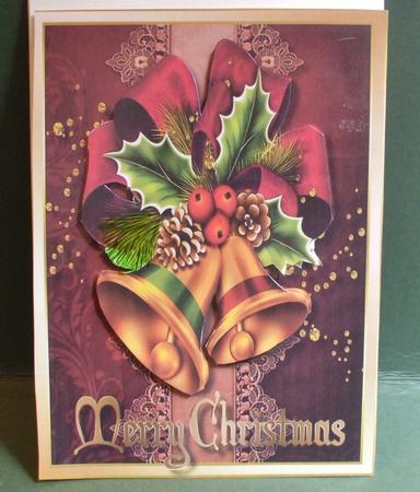 Beautiful Christmas Bells on Lace Inset by Christine Young
