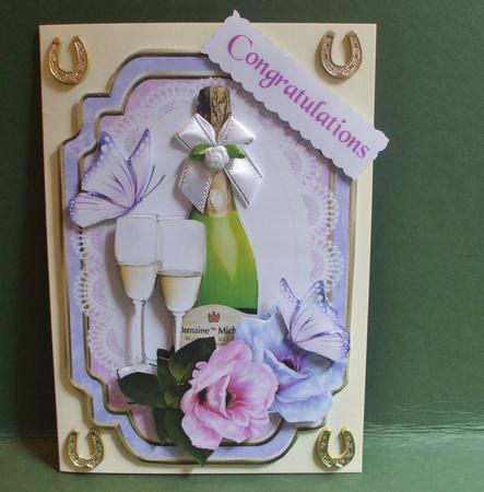 Lovely Pink & Lilac Flowers with Champers & Glasses by Christine Young