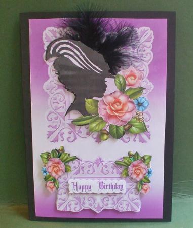 Elegant Silhouette Lady with Flowers Card by Christine Young