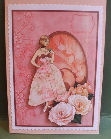 A4 Elegant Lady & Roses in Peachy Pink Part 1 by Christine Young
