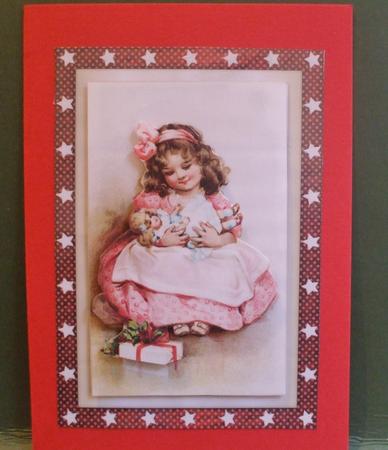 Christmas Girl with Doll A4 by Christine Young