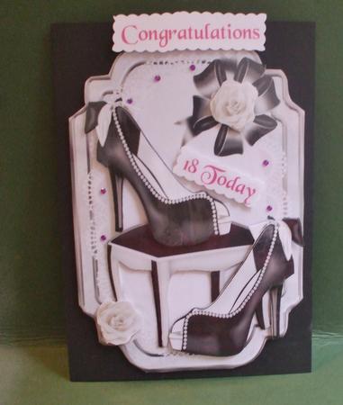 Pretty Black Shoe with Pearls & Roses on Lace by Christine Young