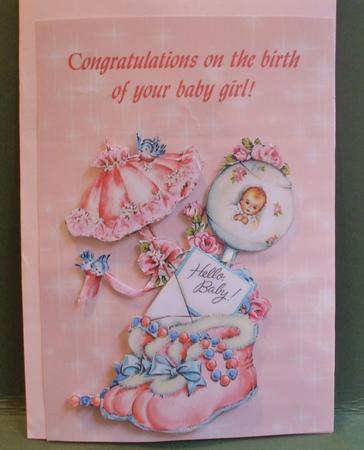 Congratulations - Baby Girl Decoupage Card by Christine Young