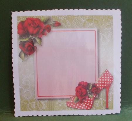 Insert for Spotty Red Shoe & Roses Lacey Square by Christine Young