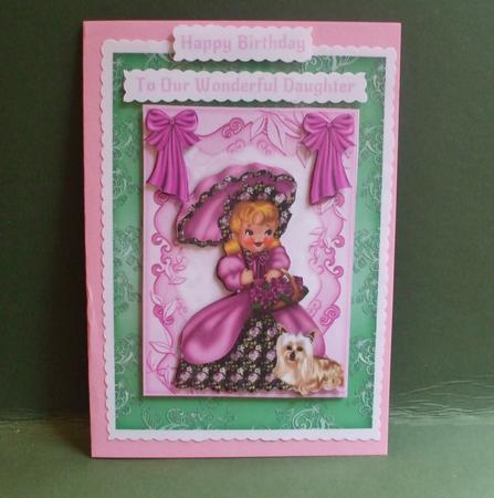 Pretty Southern Belle with Her Little Yorkie and Bows A4 by Christine Young