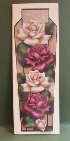 Art Deco Large Dl - Purple & Cream Roses by Christine Young