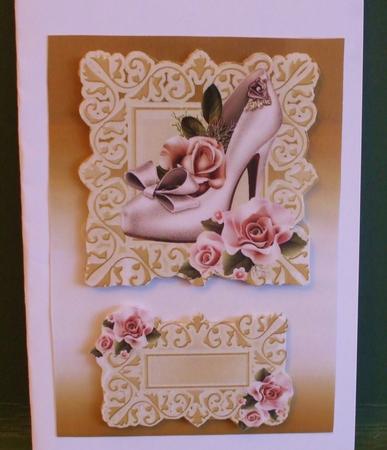 Cream Shoe with Peach Roses A4 by Christine Young
