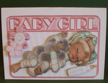 Sleeping Baby Girl with Her Teddy & Bottle by Christine Young