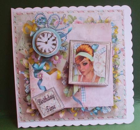 Shabby Chic Birthday Time - Retro Vintage Female Portrait by Christine Young