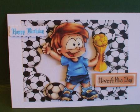 Yeh! I Scored, and Won the Trophy, in Football Frame by Christine Young
