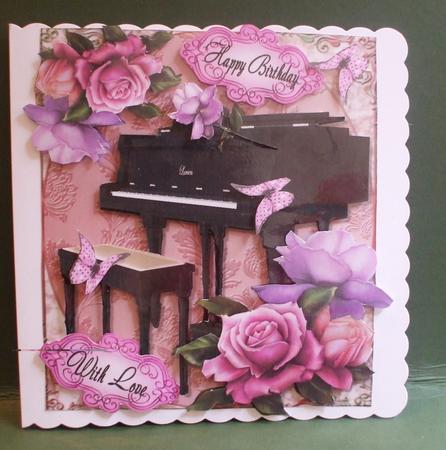 Beautiful Grand Piano with Roses 8x8 Mini Kit by Christine Young