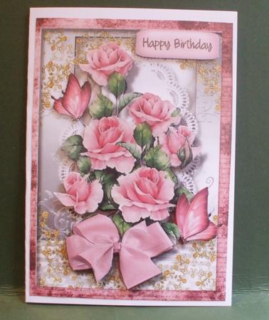 Lovely Pimk Roses with Butterflies  by Christine Young